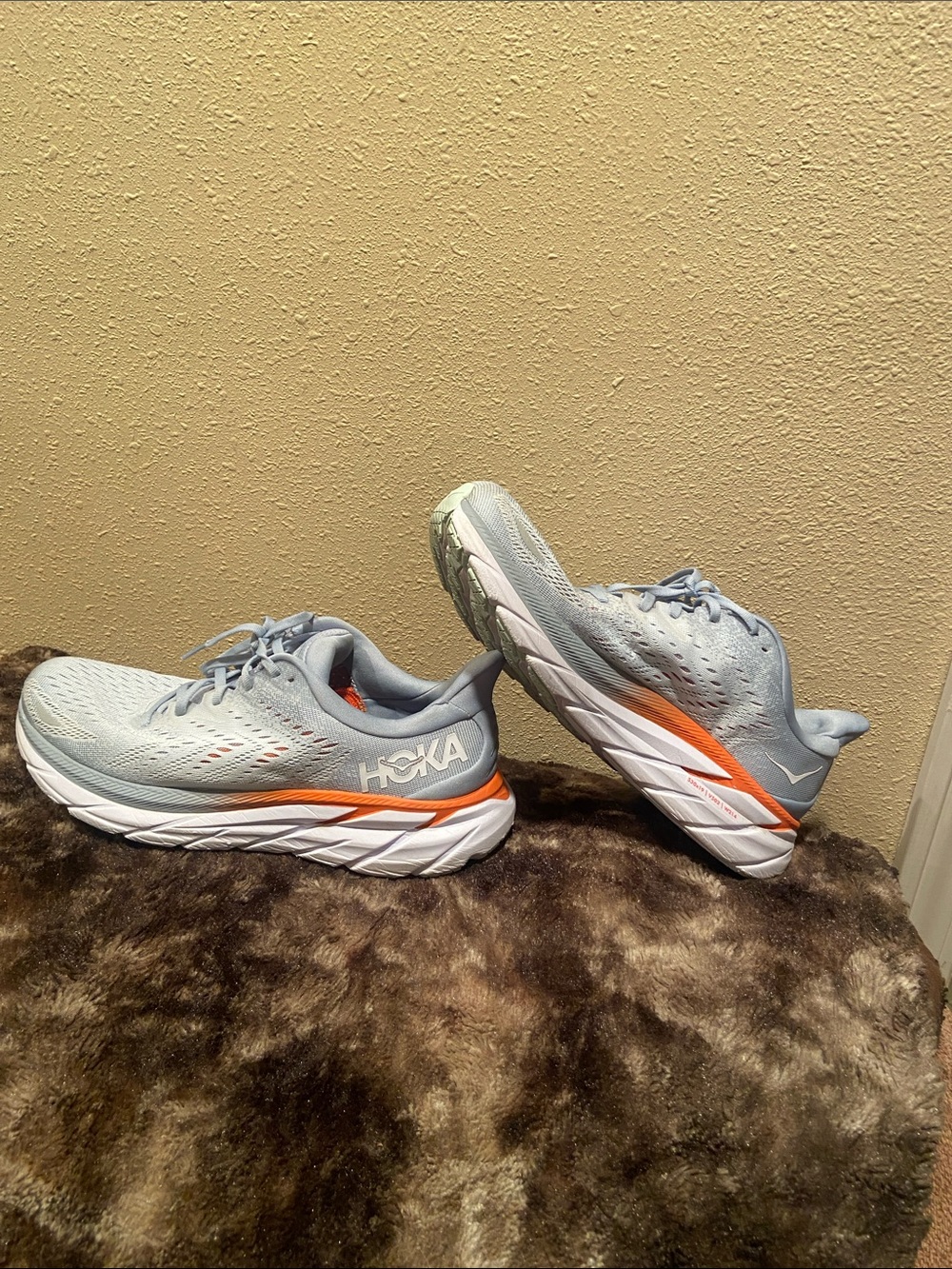 Hoka Women's Light Blue Running Shoes with Orange Trim